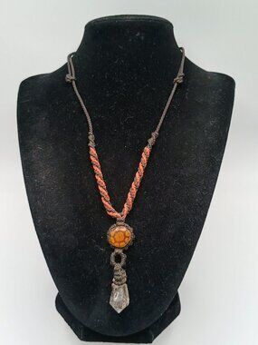 Amazon Rainforest Necklace, Ayahuasca Flower, Quartz Crystal